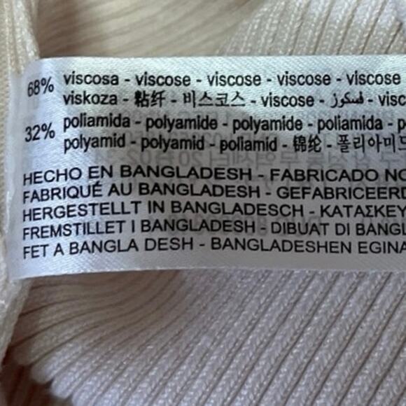 Zara White Ribbed Knit Halter Neck Spaghetti Strap Stretch Cami Tank Top Size L - Picture 4 of 4